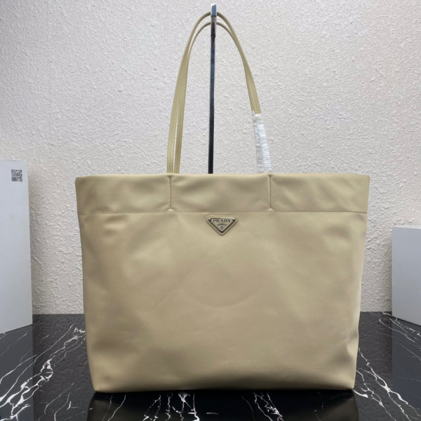 Pra*a re-nylon and saffiano leather tote bag