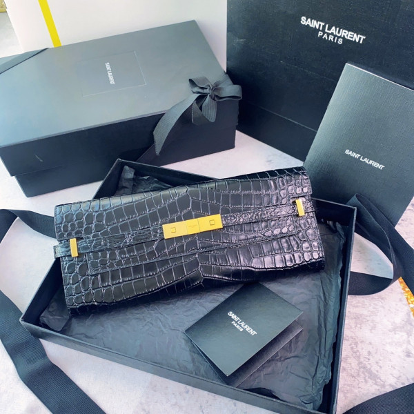 Y*L manhattan clutch in crocodile-embossed leather