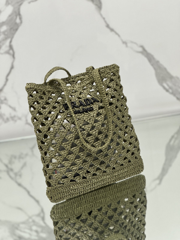 Pra*a woven fabric crochet tote bag
